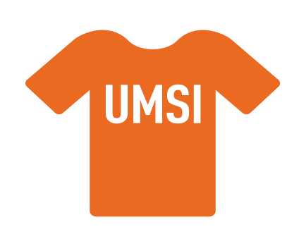 icon of an t-shirt with a UMSI logo