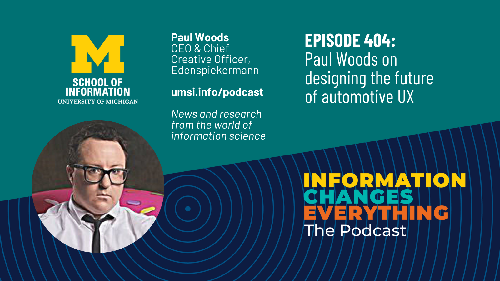 Information Changes Everything: The Podcast. Paul Woods, CEO & Chief Creative Officer, Edenspiekermann. News and research from the world of information science.