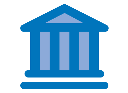 A digital illustration of a building with four columns