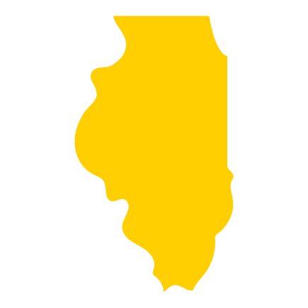 A digital illustration of the state of Illinois.