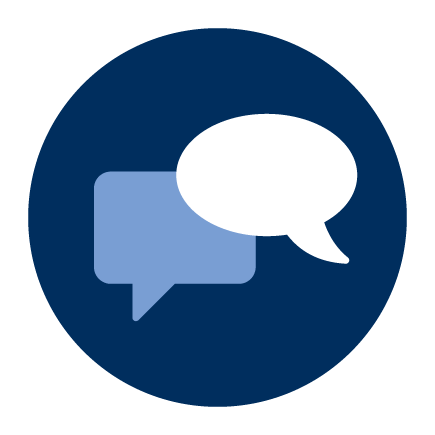 Two overlapping speech bubbles
