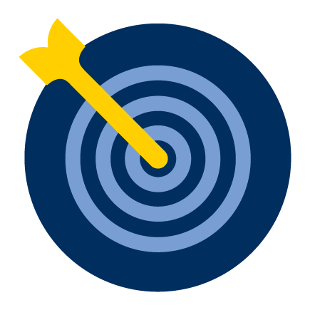 A target with an arrow in the bullseye 