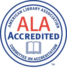 A logo that says, "ALA Accredited, American Library Association Committee on Accreditation"