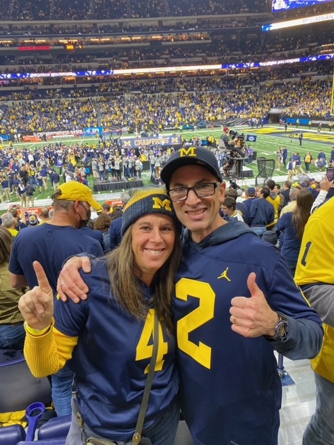 Carin and Roger Ehrenberg at a U-M football game. 