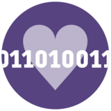 a heart with binary code