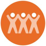 Three people holding hands