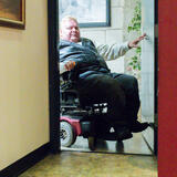 DisAbility Connections staffer Parrish Stahl in a wheelchair