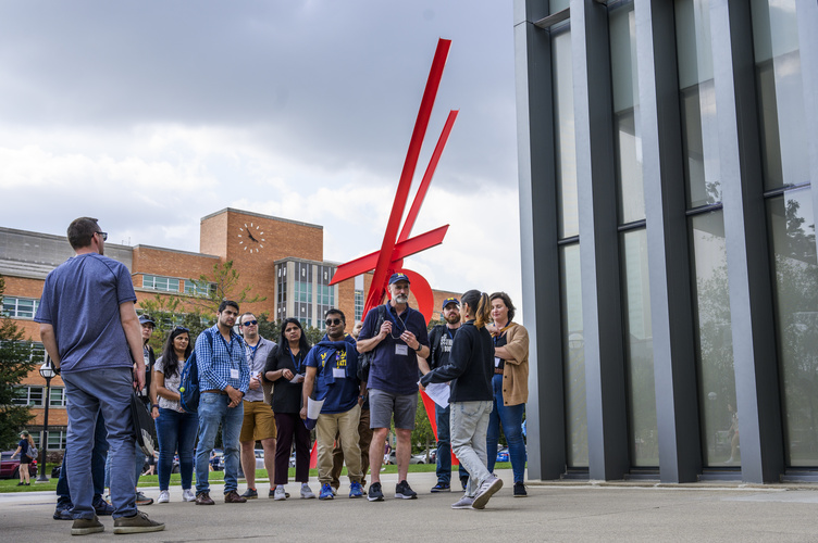 Students walking on campus