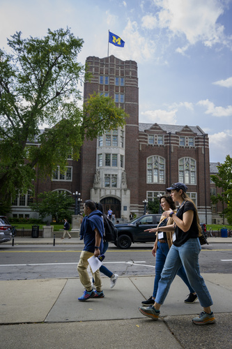 Students walking on campus