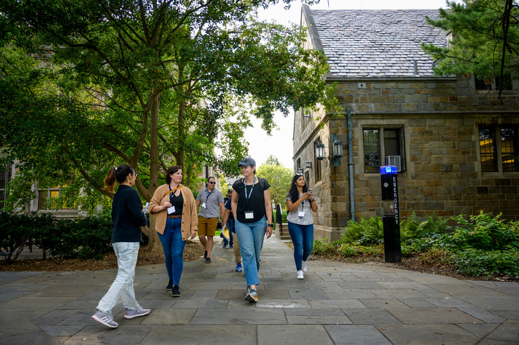 MADS students explore the University of Michigan Law Quad.