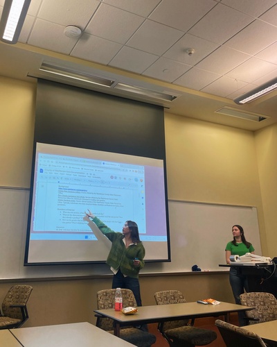 Data coordinator Valeria Fraga introduces the team to the Master Rain Gardener dataset. (Photo: Abigail McFee)