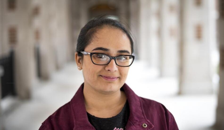 Abpreet Kaur outside of North Quad
