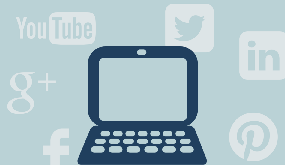 Illustration of laptop and social media logos