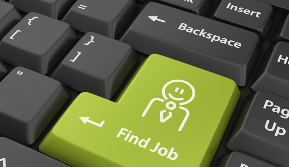Key board with a key that reads "Find a Job"