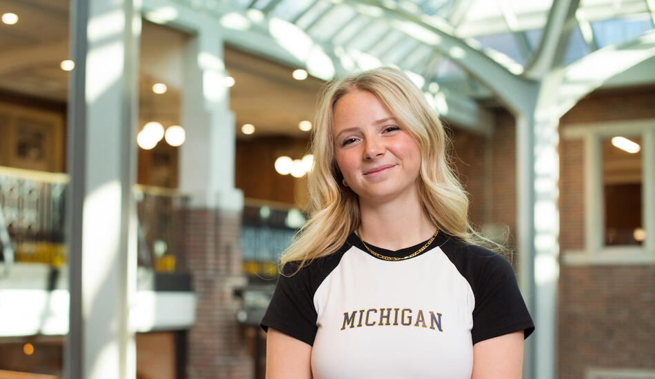 Claire Weadock in the Michigan Union