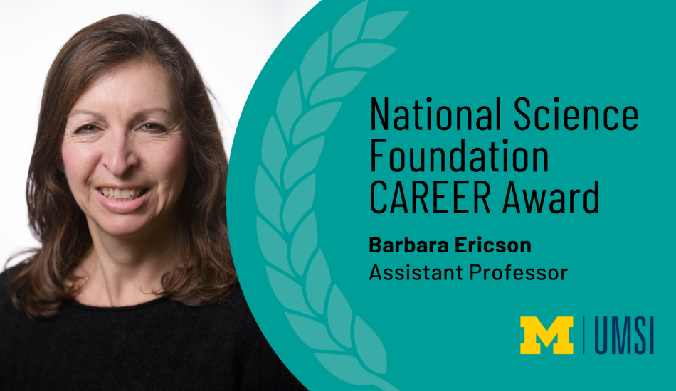 "National Science Foundation CAREER Award, Barbara Ericson, Assistant professor." Headshot of Barbara Ericson.