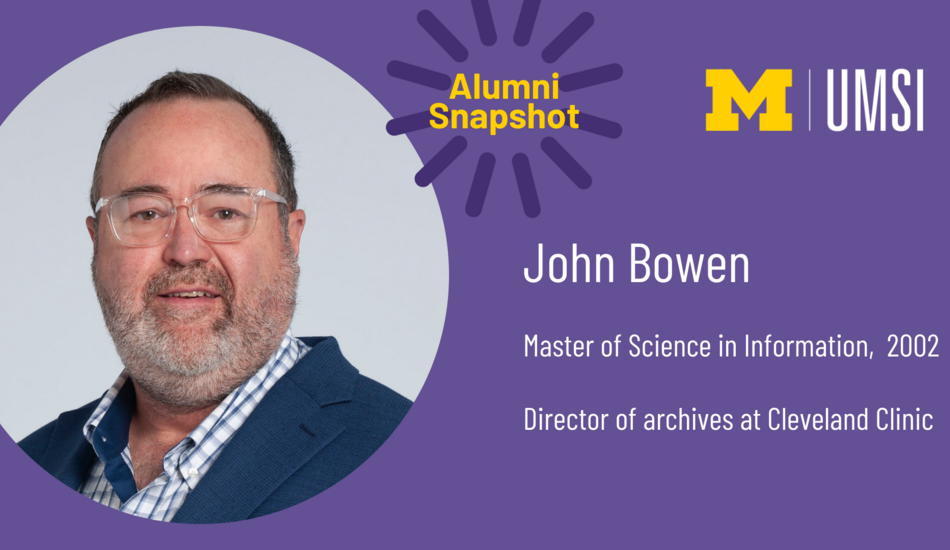 Headshot of John Bowen. Master of Science in Information, 2002. Director of Archives at Cleveland Clinic.