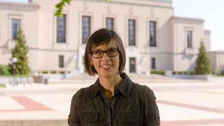 Melissa Chalmers outside of the Rackham Building 
