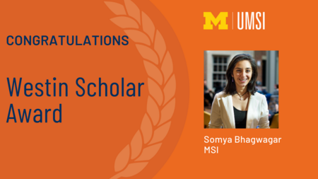Leaf chain graphic and Somya's headshot. It reads: "congratulations."