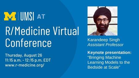 Informational graphic with headshot of Karandeep Singh