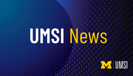 UMSI News in bold white and yellow letters with a blue backdrop.