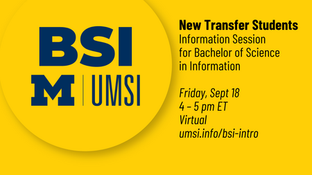 New Transfer BSI Information Session on September 18th