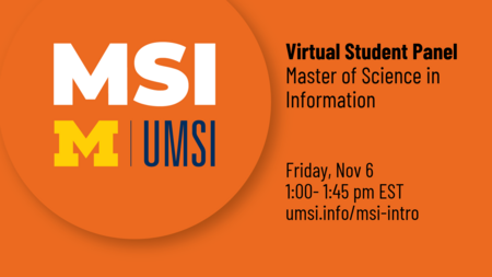 MSI Virtual Student Panel Invitation - November 6, 1pm-1:45pm
