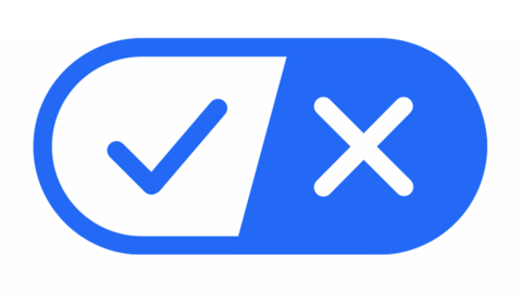 a blue stylized toggle icon
