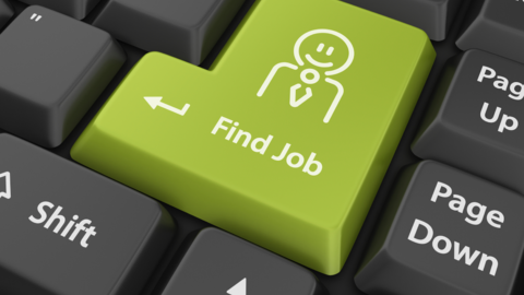 Key board with a key that reads "Find a Job"