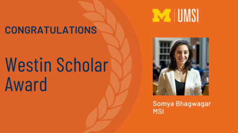 Leaf chain graphic and Somya's headshot. It reads: "congratulations."