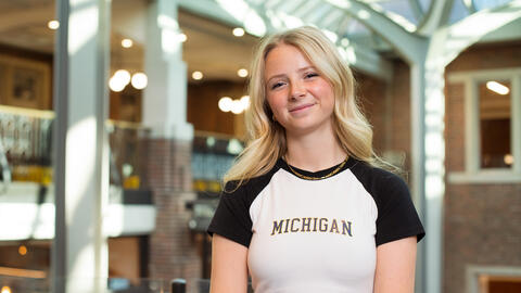 Claire Weadock in the Michigan Union