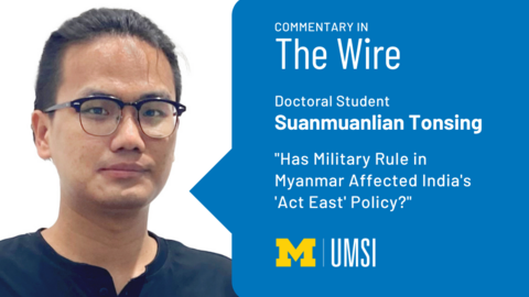 "Commentary in The Wire, Doctoral student Suanmuanlian Tonging, 'Has Military Rule in Myanmar Affected India's 'Act East' Policy?'" Headshot of Suanmuanlian Tonsing.