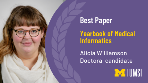 Best paper. Yearbook of Medical Informatics. Alicia Williamson. Doctoral candidate. 