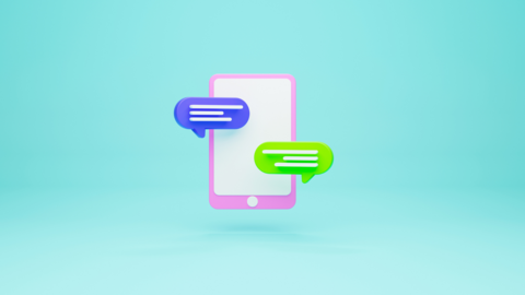 A screen with chat quotes. 