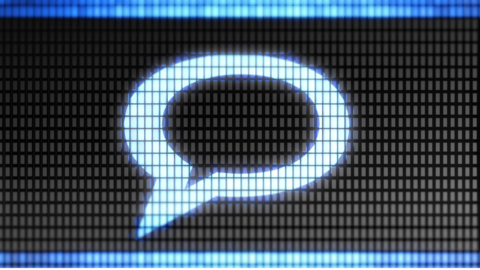 A chat box in black and blue. 