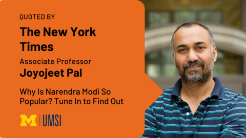 Quoted by The New York Times. Associate Professor Joyojeet Pal. Why is Narendra Modi so popular? Tune in to find out. 