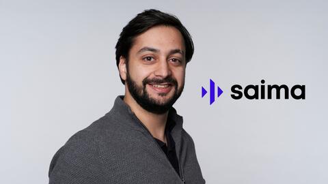 Mnatsakan Sharafyan appears on a gray backdrop with the Saima logo on the right.