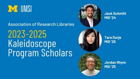 The three Kaleidoscope scholars are pictured with the text "2023-2025 Kaleidoscope Program Scholars"