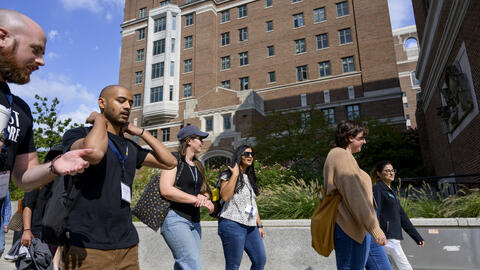 Students walking on campus