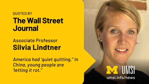 Quoted by The Wall Street Journal. Associate Professor Silvia Lindtner. America had 'quiet quitting.' In China, young people are 'letting it rot.' 