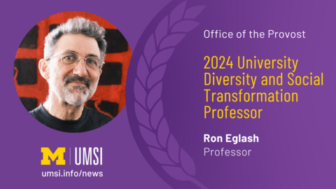 Office of the Provost 2024 University Diversity and Social Transformation Professor. Ron Eglash. Professor. 