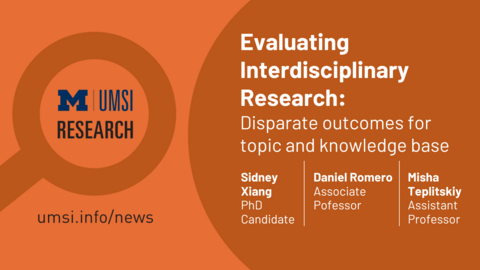 UMSI Research. Evaluating Interdisciplinary Research: Disparate Outcomes for topic and knowledge base. Sidney Xiang, PhD Candidate. Daniel Romero, Associate Professor. Misha Teplitskiy, Assistant Professor. 