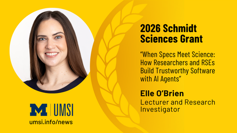 2026 Schmidt Sciences Grant. "When Specs Meet Science: How Researchers and RSEs Build Trustworthy Software with AI Agents." Elle O'Brien. Lecturer and Research Investigator. 