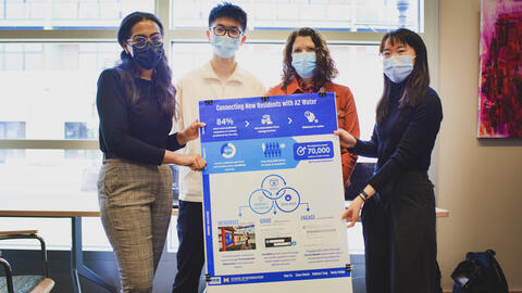 MSI students pose with the poster on water quality