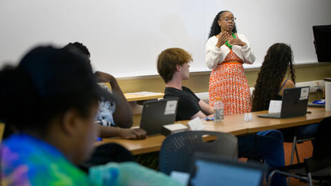 Megan teaching in a classroom