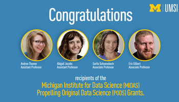 A graphic that congraduatles Andrea Thomer,  Abigail Jacobs, Sarita Schoenebeck and Eric Gilber