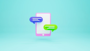 A screen with chat quotes. 