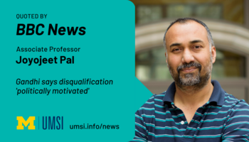 Quoted by BBC News. Associate professor Joyojeet Pal. “Gandhi says disqualification 'politically motivated’”