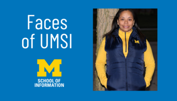 Graphic featuring Jacque Adams headshot and the text: "Faces of UMSI"