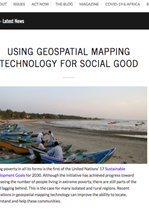 A screenshot of an article titled Using Geospatial Mapping Technology for Social Good